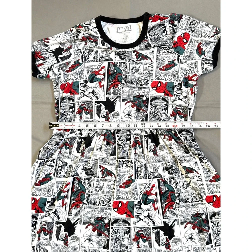 Marvel Women's Spider-Man Comic Print Dress - Black & White with Red Accents - Picture 5 of 6